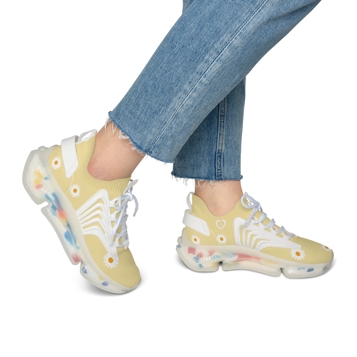 Women's Mesh Sneakers - Floral Print Trainers for Comfort, Casual Wear, Stylish Walking Shoes, Summer Outfits, Gift for Her
