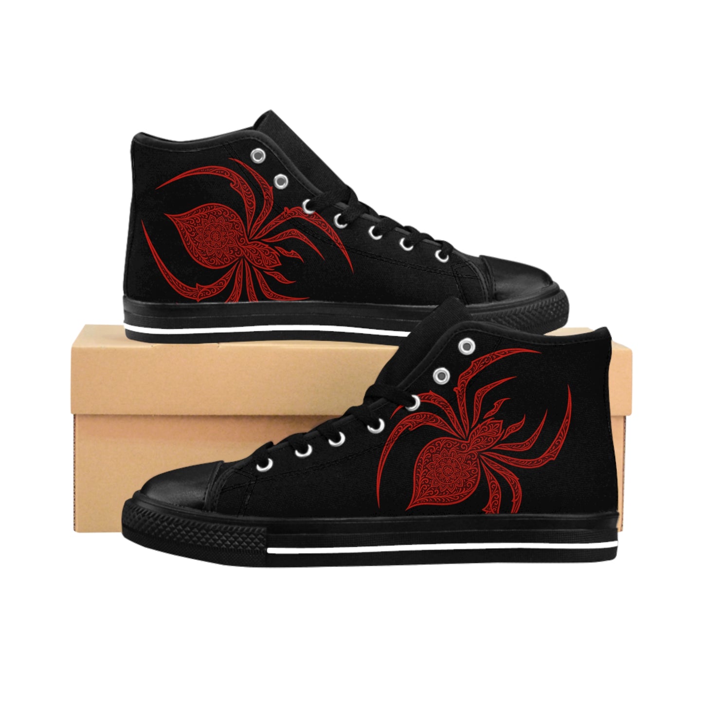 Stylish Spider Sneakers for Men, Trendy High Tops, Urban Fashion Footwear, Unique Gift, Skate Style Shoes